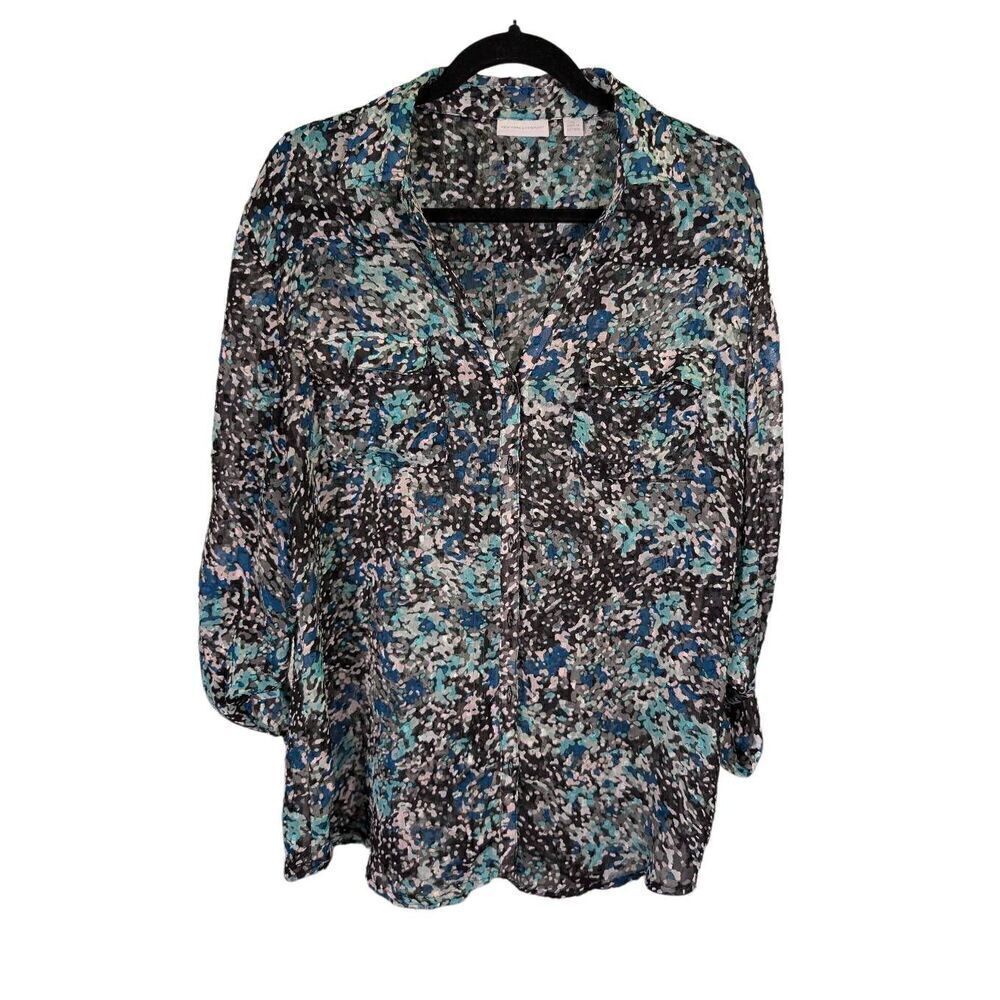 NY&Co NWT Turquoise & Black Long Sleeve Women's XL